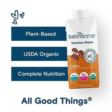 KATE FARMS Organic Nutrition Shake, Coffee, 16g protein, 27 Vitamins and Minerals, Protein Meal Replacement Drink, Protein Shake, 11 oz (12 Pack) - Image 5