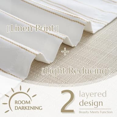 jinchan Striped Blackout Valance Curtain for Kitchen Linen Look Valance for Windows 18 Inch Modern Framhouse for Living Room Bedroom Bathroom Room Darkening Rod Pocket 1 Panel Yellow on White - Image 4