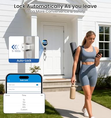 Veise VE07-H Fingerprint Smart Locks for Front Door with Handle Set, App Control, Keyless Entry Keypad Deadbolt, Digital Electronic Touchscreen, Easy Install, Auto Lock, Satin Nickel - Image 7