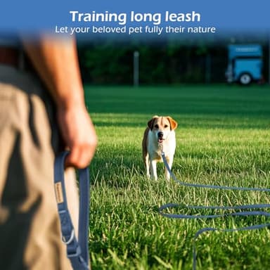 Wisedog 49FT Long Leash for Large Dogs, Heavy Duty Long Line Lead with Soft Padded Handle, Adjustable Lengths, Great for Training, Hiking, Camping, Navy - Image 2