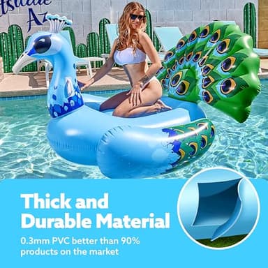 JOYIN Inflatable Peacock Pool Float - Giant Blue Peacock Fun Beach Floaties, Swim Party Animal Decorations Adult Size Inflatable Summer Pool Raft Toys Lounge for Adults & Kids - Image 5