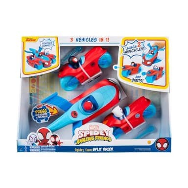 Jazwares Marvel Spidey and His Amazing Friends Spidey Team Split Racer - 8.5-Inch Three-in-One Vehicle with Web Darts, Sound Effects, and Phrases - Image 2