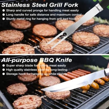 POLIGO 22PCS Heavy Duty BBQ Grill Accessories Set, Non-Slip Grill Tools for Outdoor Grill Set Thicker Stainless Steel Grill Utensils Set, Deluxe Grilling Tools Set in Aluminum Case Ideal Gifts for Men - Image 5