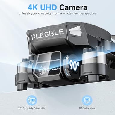 PLEGBLE Drones with Camera for Adults 4K, Brushless Motor Drone for Kids Beginners, FPV Foldable RC Quadcopter with 3 Batteries, 45 Mins Long Flight Time, Beyond-Range Loss Alert, Toys Gifts for Men Boys - Image 2