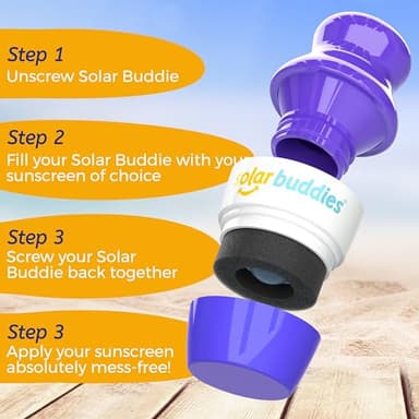 Solar Buddies Sunscreen Applicator - Single Purple - Refillable Roll on Sponge Sunscreen, Suncream & Lotion Applicator For Kids, Adults & Families - Holds 3.4fl oz, Perfect Size for Travel - Image 5