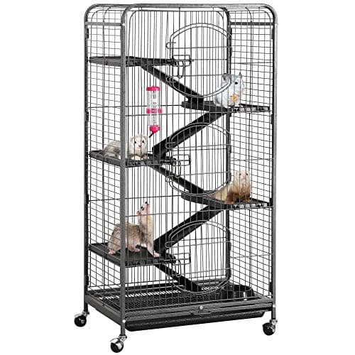 Yaheetech 52-inch Ferret Cage 6 Level Metal Rat Cage with 3 Front Doors/Feeder/Wheels Small Animal Cage for Ferret/Chinchilla/Bunny/Rabbit/Squirrel, Black - Image 1