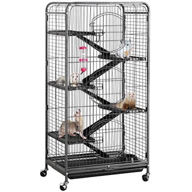 Yaheetech 52-inch Ferret Cage 6 Level Metal Rat Cage with 3 Front Doors/Feeder/Wheels Small Animal Cage for Ferret/Chinchilla/Bunny/Rabbit/Squirrel, Black - Image 1