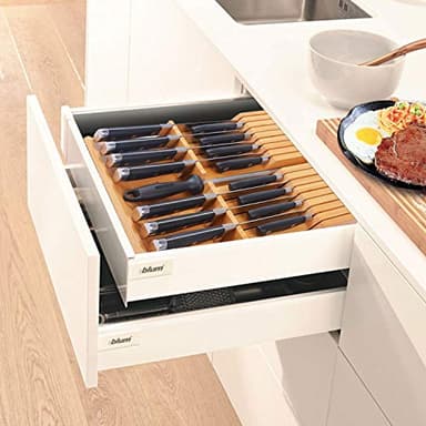 Utoplike In-drawer Knife Block Bamboo Kitchen Knife Drawer Organizer Large, Handle Steak knife Holder without Knives, Fit for 16 Knives and 1 Sharpening Steel (Knives & Sharpening Not Included) - Image 6