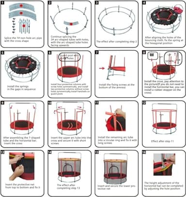 Trampoline for Kids, Adjustable Baby Toddler Trampoline with Basketball Hoop, Round Bottom Indoor Outdoor Toddler with Enclosure (Light Blue Green) - Image 8