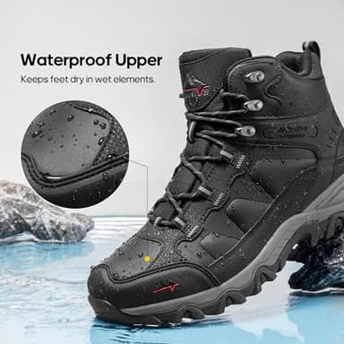 NORTIV 8 Men's Waterproof Hiking Boots Outdoor Trekking Lightweight Mountaineering Leather Shoes,Size 8.5,Black,NMUMHB2501 - Image 7