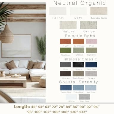 KOUFALL Linen Black Out Curtains 96 Inch Long,Light Blocking Cream Complete 100% Blackout Curtain Drapes for Living Room 2 Panel Set - Image 3