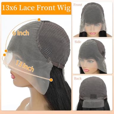 YetFree 28 Inch Body Wave Lace Front Wigs Human Hair Pre Plucked 13x6 HD Lace Frontal Wigs Brazilian Virgin Human Hair 200 Density Glueless Body Wave wig with Baby Hair Natural Black - Image 6