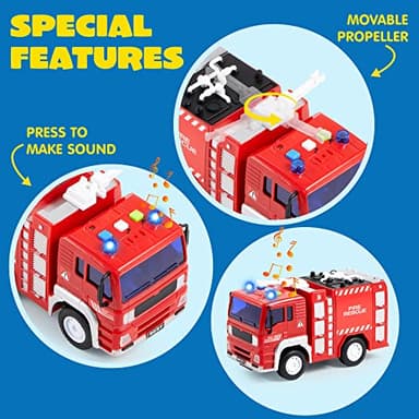 JOYIN 4 Packs Emergency Vehicle Toy Playsets, Friction Powered Vehicles with Light and Sound, Including Fire Truck, Ambulance, Play Police Car and Helicopter, Christmas Toddler Kids Boys Gifts - Image 6