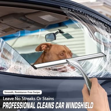 OVSGTTZ Shower Squeegee for Glass Door with 3 Adhesive Hook, Stainless Steel Glass Cleaning Squeegee for Bathroom & Household Window, Mirrors, Tiles and Car, 10 Inches, Clear, Silver - Image 5