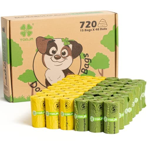YORJA Dog Poop Bags Rolls, 720 Pet Waste Bags, 100% Leak Proof Extra Thick and Strong Corn Starch Blend - Image 1