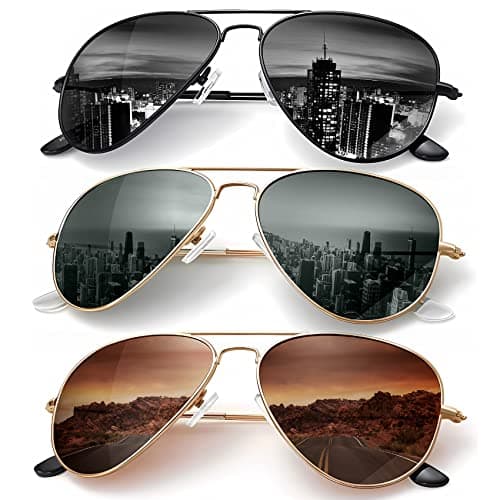 KALIYADI Classic Aviator Sunglasses for Men Women Driving Sun glasses Polarized Lens UV Blocking (3 Pack) 58mm - Image 1