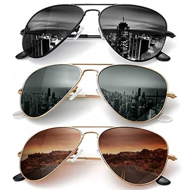 KALIYADI Classic Aviator Sunglasses for Men Women Driving Sun glasses Polarized Lens UV Blocking (3 Pack) 58mm - Image 1