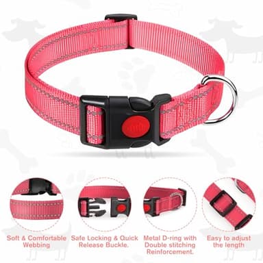 VTOPVMAX Martingale Collar for Dogs, Reflective Nylon Dog Collar with One 70.86 in Long Dog Leash, Quick Release Buckle, Adjustable Nylon Collars for Dogs Walking Training (Rose M) - Image 2