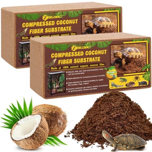 ZeeDix 2 Pack Coconut Fiber Substrate, 100% Organic Coconut Husk Coco Coir Brick Terrarium Bedding for Reptiles, Tortoise, Bearded Dragon, Leopard Gecko, Snake, Hermit Crabs, Frogs, Tarantula - Image 1