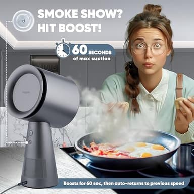 BREETEE Grey Portable Range Hood – Multi-Layer Filtration, Low Noise 3-Speed Compact Kitchen Exhaust Fan, Desktop Range Hood with 4-Core & Carbon Filters, Oil Cup, for Apartments, Dorm, RV, Indoor BBQ - Image 7