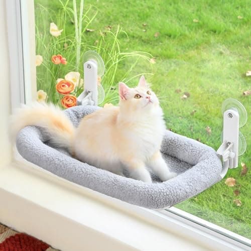Zakkart Foldable Cat Hammock for Window - Cordless, Embeded Machine Washable Bed, Robust Metal Frame - Cat Window Perch for Large Cats and Kittens (Gray Bolster Bed, Large) - Image 1