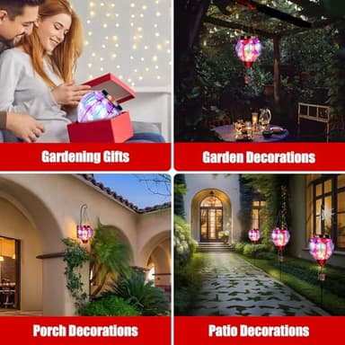 Solar Lantern Outdoor Waterproof, Hanging Lantern for Backyard Porch Patio Lawn Pathway Decor, Yard Decorations, Hot Air Balloon Garden Gifts - Image 3