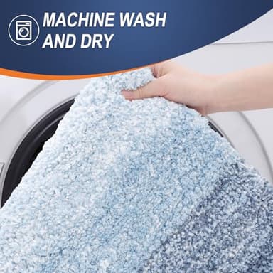 OLANLY Bathroom Rug Mat 30x20, Extra Soft and Absorbent Microfiber Bath Rugs, Non-Slip Plush Shaggy Bath Carpet, Machine Wash Dry, Bath Mats for Bathroom Floor, Tub and Shower, Blue - Image 6