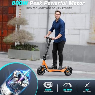 Caroma Electric Scooter Adults, Peak 850W Motor, Max 25 Mph & 30 Miles Long Range, 10 Inch Run-Flat Tires, Folding E-Scooter with Dual Motor and Dual Brakes, Smart Control - Image 2