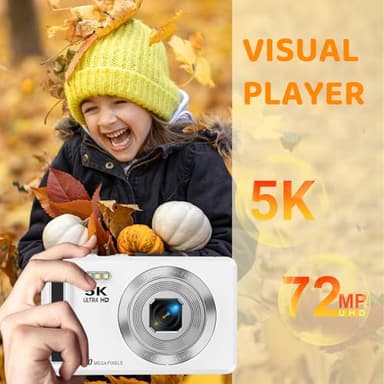 5K Digital Camera - 72MP Digital Cameras with 16X Zoom for Kids' Gifts - Autofocus Point and Shoot Digital Camera for Photography - UHD 2.8'' Screen Compact Portable Camera with 32GB SD Card - Image 2
