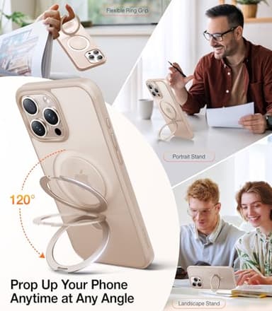 TORRAS Desert Titanium for iPhone 16 Pro Max Case, [Military Grade Drop Tested][Fit for MagSafe] [Built-in Stand] Translucent Slim Soft Edge Case for iPhone 16 Pro Max 6.9" 2024, Rose Gold - Image 3