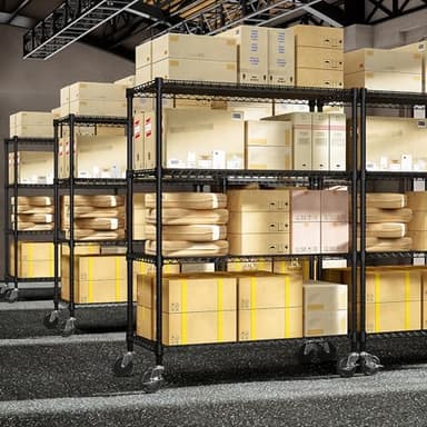 M MZG Industrial Metal 4 Tier Shelving for Garage, Pantry, Warehouse, Basement Utility Room, Storage Rack Metal Shelving Unit, Shelf Organizer, Black 23.6" D x 53.2" W x 73.6" H - Image 7