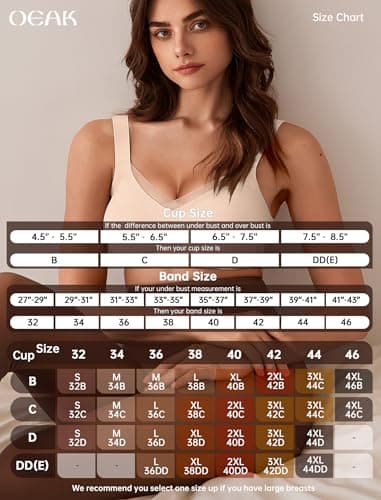 OEAK Womens Wireless Bras V Mesh Comfortable Bralette Supportive Tshirt Bra No Underwire Seamless Push Up Everyday Bras Nude L - Image 6