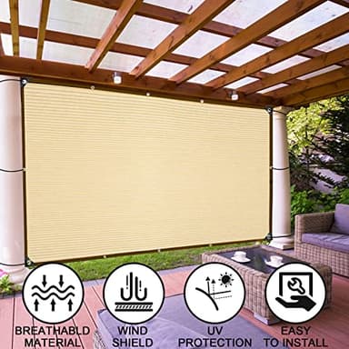Shade Cloth - Pergola Sun Shade 90% Outdoor Shade Fabric with Grommets for Pergola Cover Patio Gazebo Deck Garden Porch Wheat(6 * 12FT) - Image 2