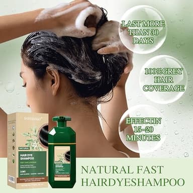 SHIHUANUO Black Hair Dye Shampoo 3 in 1 for Gray Hair Coverage, Herbal Ingredients Natural Shampoo Black Hair Dye for Women & Men/Ammonia-Free 520ml - Image 8