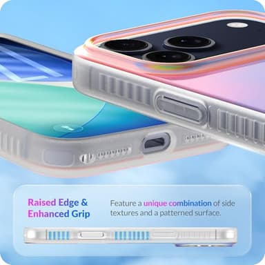 LONLI Hue for iPhone 17 Pro Max Case - Holographic Iridescent Shockproof Cute Phone Cover - [Shock-Absorbent Bumper] - Cute, Unique and Aesthetic for Women and Girls - Image 6