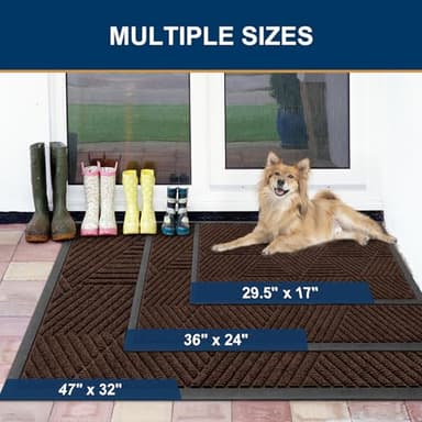 Smiry Front Door Mat Outside Entrance, Heavy Duty Sturdy Natural Rubber Doormat, Trap Dirt and Moisture, Easy Clean Low Profile Welcome Floor Mats for Indoor Outdoor Entry, 29.5x17 Inch, Dark Brown - Image 2