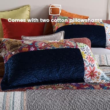 Secgo King Size Comforter Set- 100% Cotton Quilt King Size Set, Green, Sage bedspreads (96 * 108 Inch) with 2 Pillow Shams, Patchwork Reversible Lightweight Bedding - Image 5