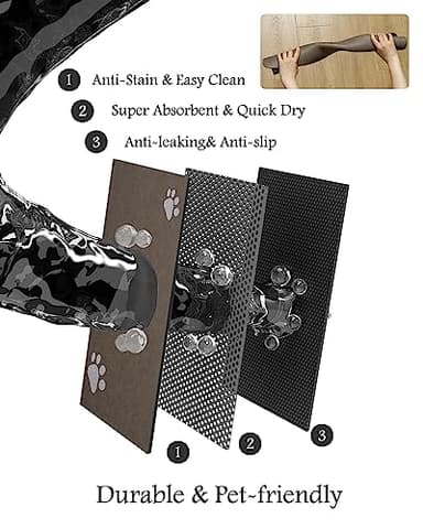 Pet Feeding Mat-Absorbent Dog Mat for Food and Water Bowl-No Stains Quick Dry Water Dispenser Mat-Dog Accessories Pet Supplies-Bowl for Messy Drinkers（Brown,23"x34" - Image 6