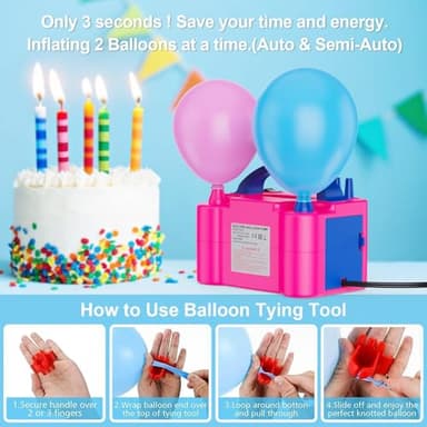 Motorenbau Electric Balloon Pump, Portable Electric Balloon Blower Machine Balloon Air Pump, Dual Nozzle 110V 600W Balloon Inflator for Party Decoration Christmas Birthday - Image 4