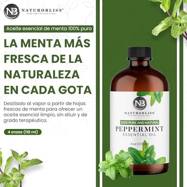 NaturoBliss Peppermint Essential Oil, 100% Pure and Natural Therapeutic Grade, Premium Quality Peppermint Oil, 4 fl. Oz - Perfect for Aromatherapy and Relaxation - Image 3