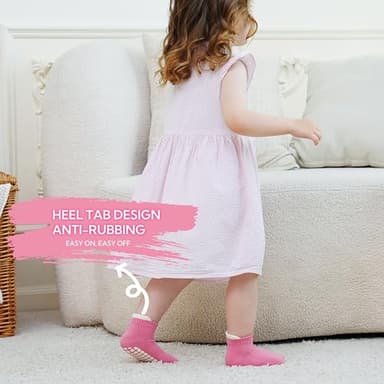 EUFANCE Toddler Non Slip Grip Ankle Socks with Grippers Cotton for Baby Boys Girls Infants Kids 6 Pairs - Image 3
