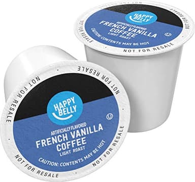 Amazon Brand - Happy Belly Light Roast Coffee Pods, French Vanilla Flavored, Compatible with Keurig 2.0 K-Cup Brewers, 100 Count - Image 1