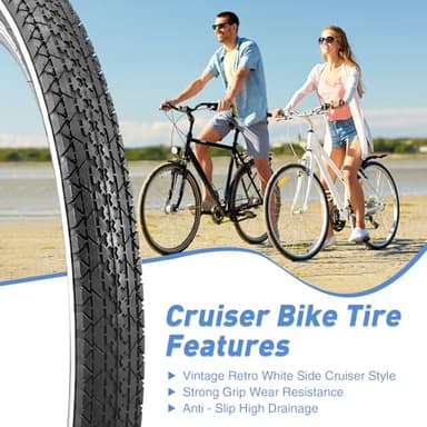 Balinge 2 Pack 20" x 2.125" Folding Replacement Bike Tires for Beach Cruiser Bike，Bicycle Tires for Commuter Bikes，White Wall，Non-Slip，White Wall，2Tires & 2 Tubes & 2 Levers - Image 4