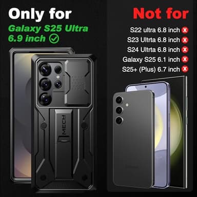 TONGATE for Samsung Galaxy S25 Ultra Case, [with Privacy Screen Protector & Slide Camera Cover] [2 Front Frames] Full-Body Heavy Duty S25 Ultra Case with Stand & Belt Clip Holster, Black Privacy 6.9" - Image 2