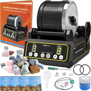 C1 Rock Tumbler Kit - Professional Large 2.5LB Capacity, Up to 5X More Noise Cancelling, Adjustable Timer & Speed with Full Accessories & Memory Function, Ideal for Adults Kids - Image 1