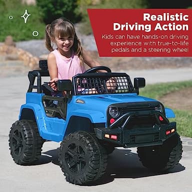 Best Choice Products 12V Kids Ride On Truck Car w/Parent Remote Control, Spring Suspension, LED Lights, AUX Port - Light Blue - Image 2