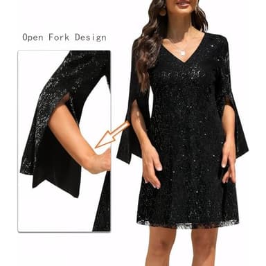 COOAN Wedding Guest Dresses for Women Women's Cocktail Dresses Formal Dresses for Women Lace Sequin Prom Dress - Image 6