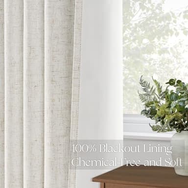 Topfinel Extral Wide Curtains, Pinch Pleated 100% Blackout Linen Drapery Panels with Hooks, Pinch Pleat Drapes for Patio Sliding Door Large Window Living Room Track, 72" Wx96 L 1 Panel - Image 6