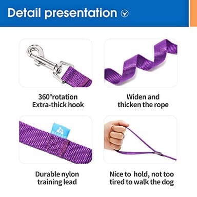 BAAPET 15/20/30/50/100 ft Long Dog Training Leash with Clickers for Small, Medium and Large Dogs or Cats (100 Feet, Purple) - Image 3