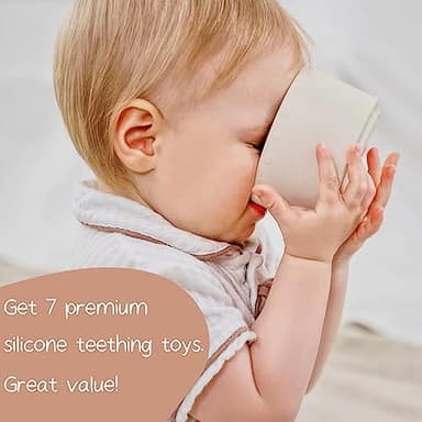 Moonkie Stacking Cups Toy, Fun Educational Baby Toys Silicone Soft Teething Toy, Age 6+ Months, 7 Piece Set - Image 5